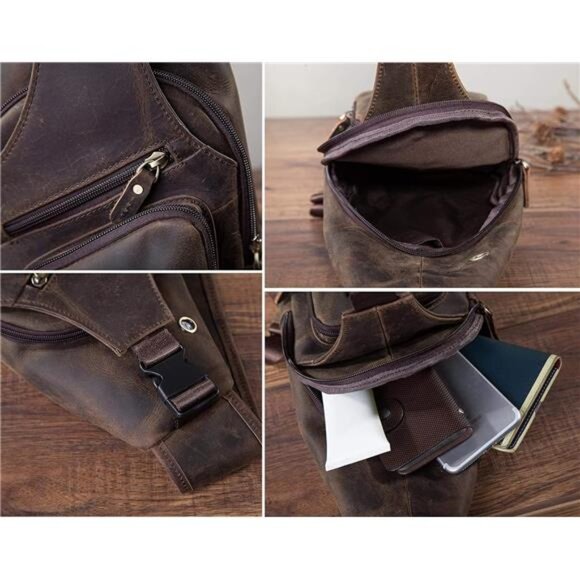 Men Fashion Casual Tea Designer Travel Hiking Crossbody Chest Sling Bag Rig One - Picture 7 of 8